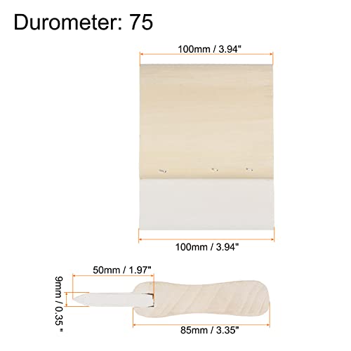 HARFINGTON Screen Printing Squeegee 4 Inch 75 Durometer Rubber Blade Wooden Handle Ink Scraper for Screen Printing Fabric Printmaking - size: 4 Inch
