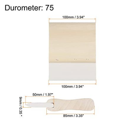 HARFINGTON Screen Printing Squeegee 4 Inch 75 Durometer Rubber Blade Wooden Handle Ink Scraper for Screen Printing Fabric Printmaking - size: 4 Inch