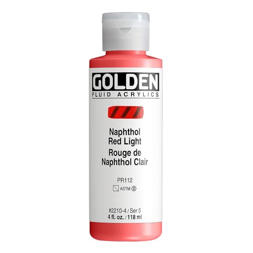 Golden Fluid Acrylics - Napthol Red Light - 4 oz Bottle
