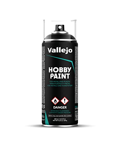 Vallejo - Hobby Paint Spray Basic Primer | Black 400 ml. (13.52 fl.oz.) | Perfect Matt and Self Levelling Finish - style: Black 400 ml. (13.52 fl.oz.)
