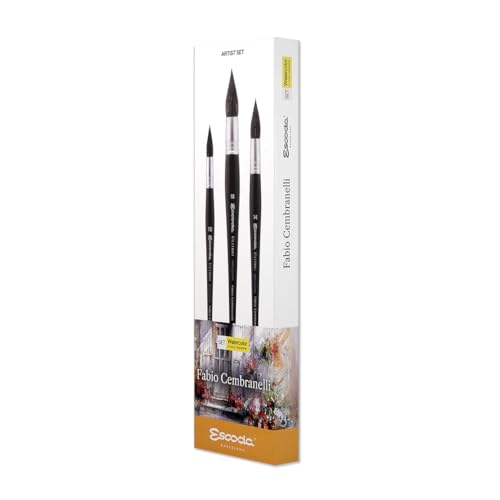 Escoda | Watercolour | Artist Set Fabio Cembranelli 1 | Size 10,14,18 | 3 Brushes | Synthetic tendo | Round mop - size: Round mop