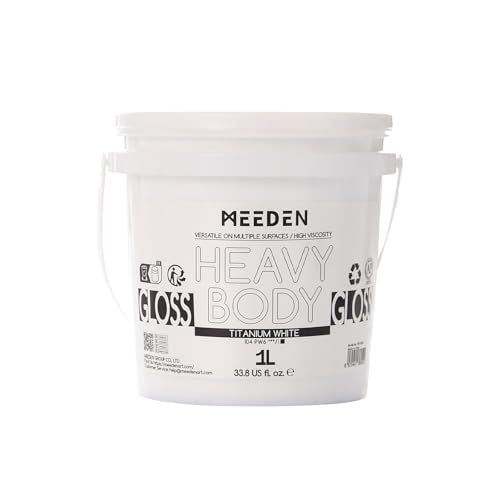 MEEDEN Titanium White Acrylic Paint: 1 L /33.8 oz Heavy Body Gloss Acrylic Paints - Thick White Paint for Canvas Crafts Furniture Painting - color: Titanium White - 1L