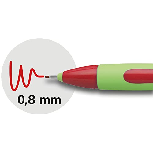 Schneider Xpress Premium Fineliner, 0.8 mm Porous Point, Light Green Barrel, Red Ink, Box of 10 Pens (190002) - color: Red