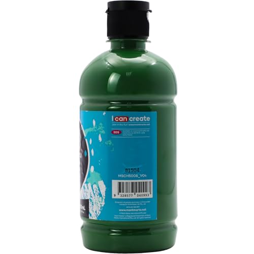 Mont Marte Signature Sap Green Acrylic Paint, 16.9oz (500ml), Semi-Matte Finish, Suitable for Canvas, Wood, Fabric, Leather, Cardboard, Paper, MDF and Crafts - color: Sap Green, size: 16.9 Fl Oz (Pack of 1)