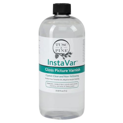 Tusc & Pine InstaVar™ Gloss Picture Varnish - Archival Quality Varnish for Oil, Alkyd, and Acrylic Artists - 33.8oz Bottle - size: 33.8oz