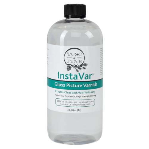 Tusc & Pine InstaVar™ Gloss Picture Varnish - Archival Quality Varnish for Oil, Alkyd, and Acrylic Artists - 33.8oz Bottle - size: 33.8oz