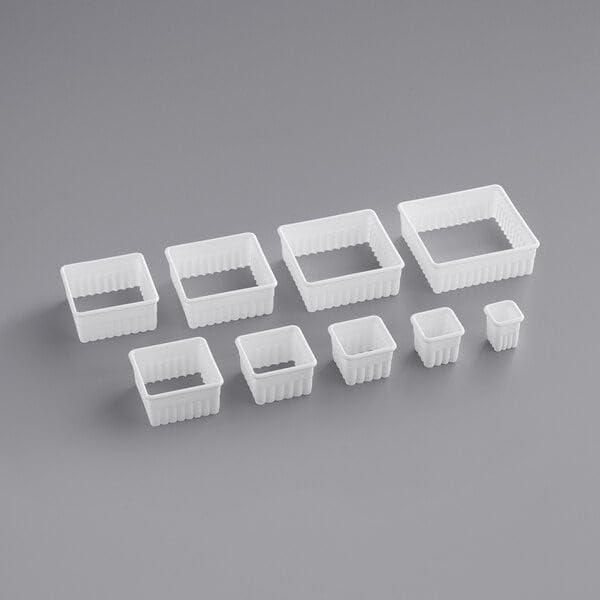 Ateco 5703 Fluted Edge Square Cutter Set in Graduated Sizes, Durable, Food-Safe Plastic, 9 Pc Set, White - size: Fluted Edge, style: Square - 9 Pc Set