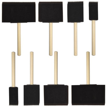 8 Pcs Foam Paint Brushes, 4 Sizes Wood Handle & Sponge-Tipped, 2 Each of 1", 2", 3", 4", Foam Brushes for Staining, Varnishes, Large Area Painting and DIY Craft Projects