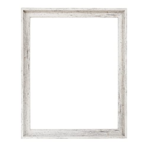 Combo Pack: Floater Frame + 9x12 inch Stretched Canvas for Painting, 1-3/8" Thick Frame + 3/4" Deep Blank Canvas with 12oz Primed 100% Cotton Canvas Fabric (Distressed White, 9 x 12 inch) - color: Distressed White, size: 9 x 12 inch