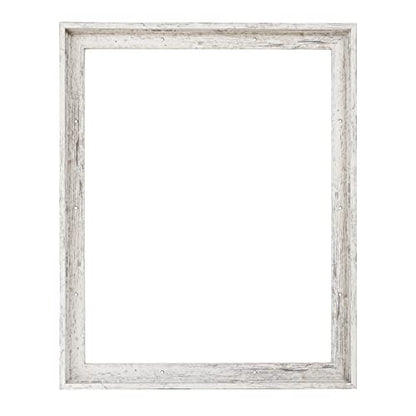 Combo Pack: Floater Frame + 9x12 inch Stretched Canvas for Painting, 1-3/8" Thick Frame + 3/4" Deep Blank Canvas with 12oz Primed 100% Cotton Canvas Fabric (Distressed White, 9 x 12 inch) - color: Distressed White, size: 9 x 12 inch