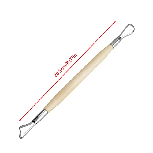 Clay Sculpting Tool Set 6 Pcs Double Ended Ribbon Tools Wooden Handle for Carving Pottery Trimming Ceramics Art Sculpture (6 Pcs)