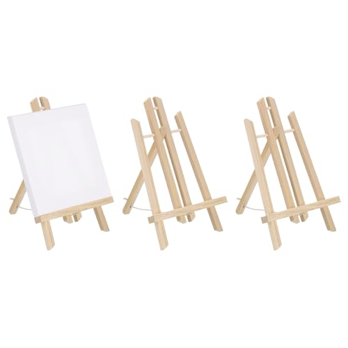 MECCANIXITY Mini Wood Display Easels, 11.8"x5.9"A-Frame Painting Tabletop Easels Holder Stand for Artists Beginners Displaying Small Canvases Art Photos Business Cards(Pack of 3, Wood Color) - size: 11.8"x5.9"