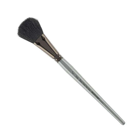 Creative Mark Goat Hair Mop Brush - 1" Oval, Natural Goat Hair for Watercolor, Oil, Acrylic & Makeup Blending – Ultra‑Soft Black Hair – Short‑Handle, High‑Absorbency Artist Mop - color: Black, size: 1"