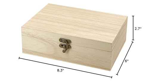 6 Pack Unfinished Wood Box with Lid Crafts Wooden Box for DIY Arts Project (8.3x6x2.7 Inches) - size: 8.3x6x2.7 Inch