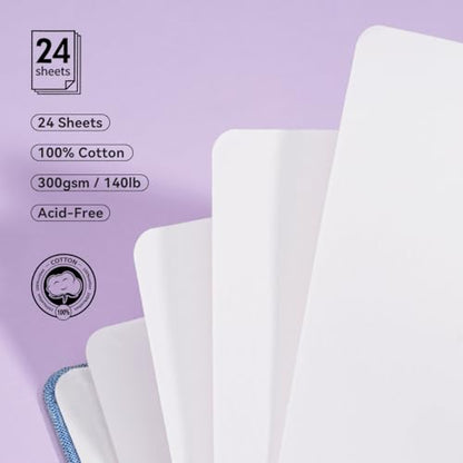 Lightwish Square Watercolor Journal,100% Cotton,300gsm/140lb,Acid-Free,24 Sheets Hot Press Watecolor Paper Sketchbook for Artists Adults Students,4.7 * 4.7 Inches - color: Grey
