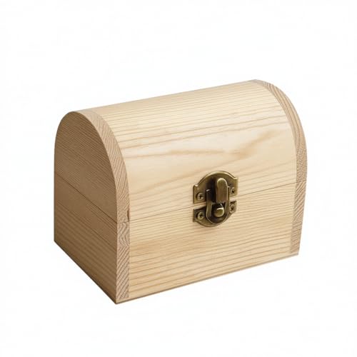 Unfinished Wooden Treasure Chest Box with Bronze Clasp, Pine Craft Storage Box for DIY Decoration, Small Decorative Container for Jewelry, Crafts, Keepsakes Gift Box, 4.7x3.1x3.5 Inch - size: Single Treasure Chest Box