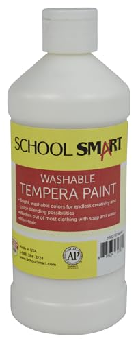 School Smart Washable Tempera Paints for School and Arts and Crafts Use, 16 Ounces, White - color: White