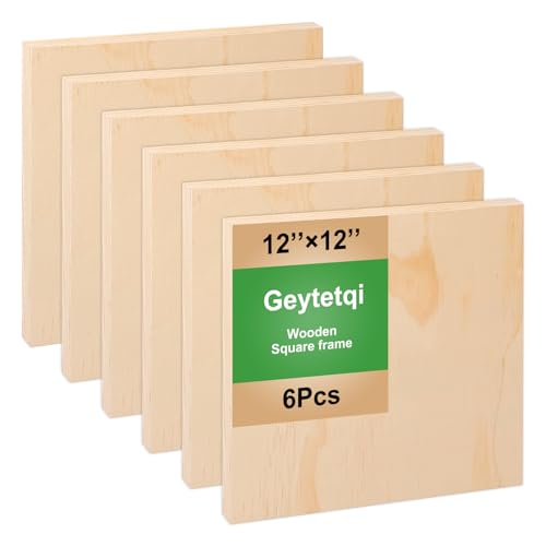 6 Pack 12 x 12 Inch Unfinished Wood Panels, Wooden Panel Boards for Painting, Crafts, and Home Decor - size: 6 Pack 12 x 12 Inch