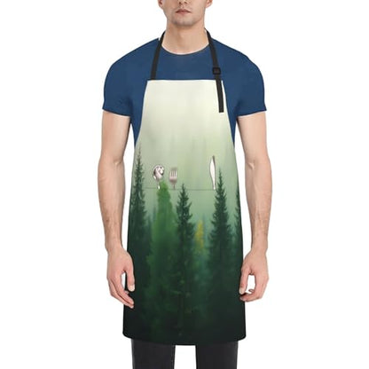 Fog Forest For Waterproof Adjustable Adult Apron With Pockets For Men And Women Cooking, Painting