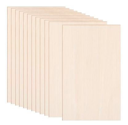 12 Pack Basswood Sheets 12 x 8 x 1/13 Inch Thin Plywood Balsa Wood Boards for Crafts, Laser Cutting, Wood Burning and Drawing - size: 12 x 8 inch
