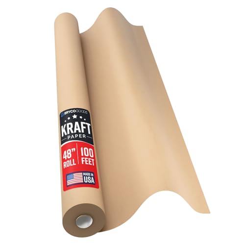 Bryco Goods 48" x 100' (1200") Brown Kraft Paper Roll - USA Made - Versatile for Different Arts and Crafts Projects - Pin Up Your Work Or School Notes - Create Vision Board for Your Bedroom - color: Brown, size: 48" x 100'