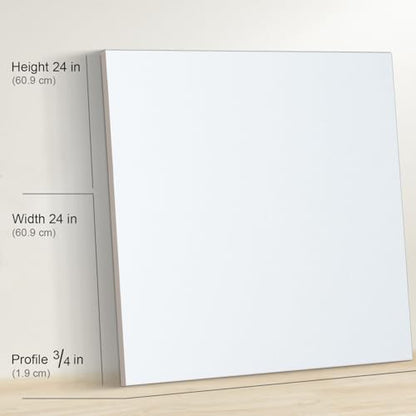 PHOENIX 24x24 Inch 2 Pack Artist Canvas - Large Square Stretched Canvases for Painting - 3/4 Inch Profile, 100% Cotton 11 Oz. Gesso Primed White Blank Professional Canvas Oil & Acrylic Paints - size: 24"x24", style: Traditional