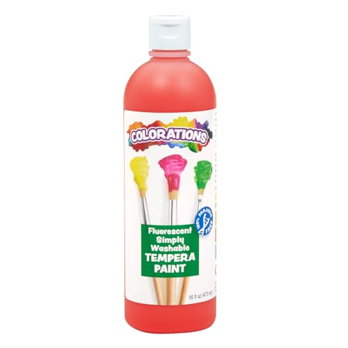 Colorations Simply Washable Tempera Paint, Fluorescent Neon Red - 16 oz. - color: Flourescent Red
