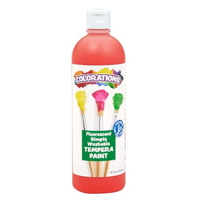 Colorations Simply Washable Tempera Paint, Fluorescent Neon Red - 16 oz. - color: Flourescent Red