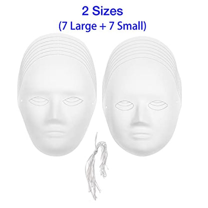 CALPALMY 14 Pack Paper Mache Masks - 2 Sizes for Artistic Projects, Theater, Halloween, Masquerade Parties, Classroom Art - size: 14-Pack(2 Sizes)