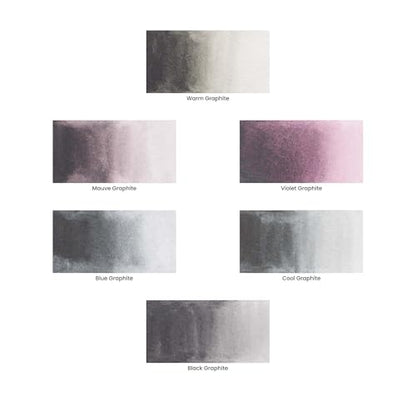 Creative Inspirations Professional Watercolor Paint Set, 12 Pack - Compact Graphite Half Pan Travel Set of 6 with Mini Brush - color: Graphite, size: 6 Count (Pack of 12)