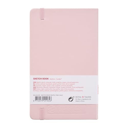 Tarens T9314-012M Art Creations Sketchbook, Drawing Notebook, 5.1 x 8.3 inches (13 x 21 cm), Pastel Pink, Thickness: 4.9 oz/sq ft (140 g/m2), Fine, Acid Free Paper, 80 Sheets Bound - color: pastel pink, size: 13×21cm
