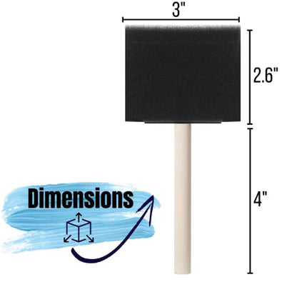 Bates 3-Inch Foam Paint Brushes, 12 Pack - Sponge Brushes for Painting, Staining, and Mod Podge - color: Black, size: 3 inch, 12 Pack