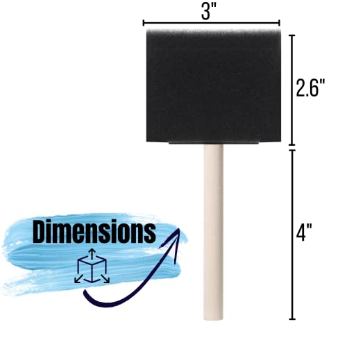 Bates 3-Inch Foam Paint Brushes, 12 Pack - Sponge Brushes for Painting, Staining, and Mod Podge - color: Black, size: 3 inch, 12 Pack