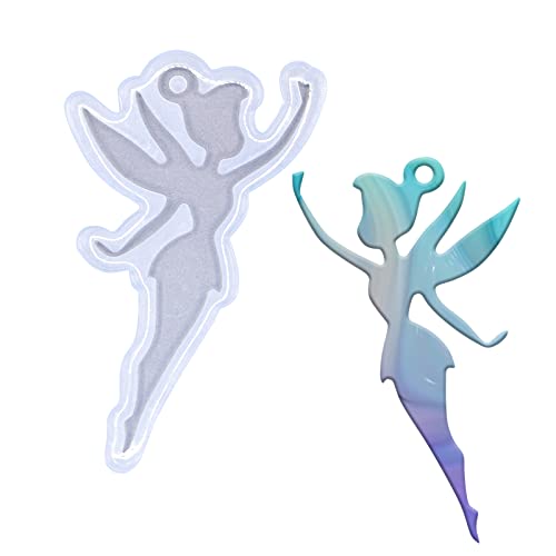 Angel Wings Shiny Fairy Shape Silicone Molds Beautiful Women Resin Mold for DIY Epoxy Resin UV Resin Casting Mold DIY Keychain Pendant Jewelry Making Necklace Clear - color: C