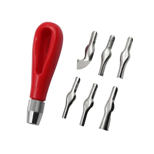 TopHomer 12PCS Linoleum Cutter – 6 Assorted Lino Cutters Includes Plastic Storage Handle, for Block Printing