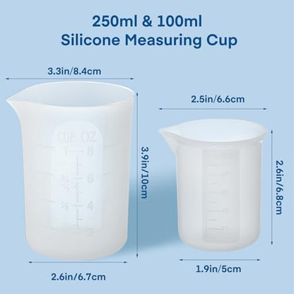 Gartful 250ml & 100ml Silicone Measuring Cups, Silicone Mixing Cups for Epoxy, Resin Arts, Glue, Jewelry Casting Molds, Acrylic Paint Pouring, Cup Making, Waxing, Crafts, Nonstick Reusable, Set of 6 - size: Large-250ml*2+100ml*4
