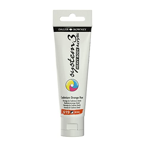 Daler Rowney System3 Cadmium Orange Hue Heavy Body Acrylic Paint 59ml - Art Paint for Artists and Students - Artist Paint for Canvas Murals and More - Thick Acrylic Paint for All Skill Sets