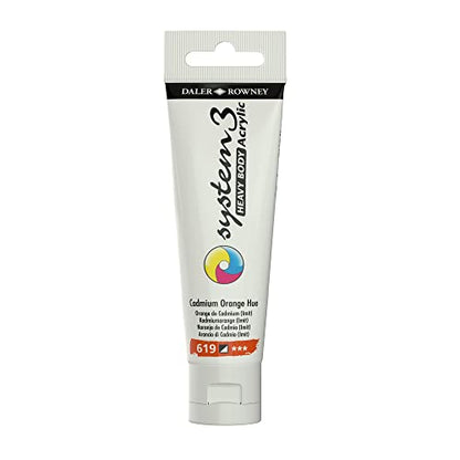 Daler Rowney System3 Cadmium Orange Hue Heavy Body Acrylic Paint 59ml - Art Paint for Artists and Students - Artist Paint for Canvas Murals and More - Thick Acrylic Paint for All Skill Sets