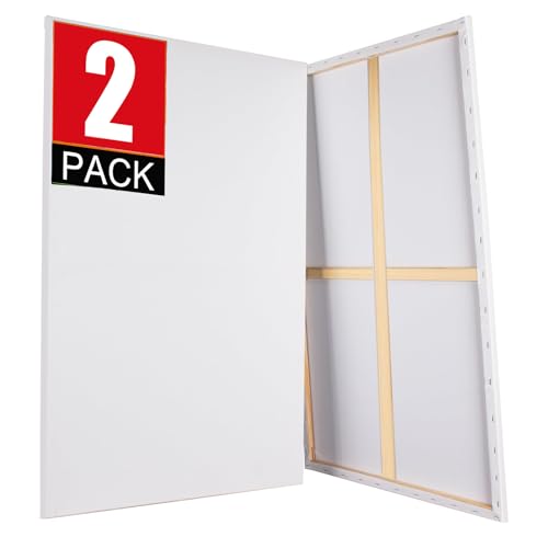 Stretched Canvases for Painting 30x40 Canvas Large Canvas for Painting, White Painting Canvases for Acrylic, Oil, Tempera, Watercolor or Other Paints (2Pack) - size: 30x40