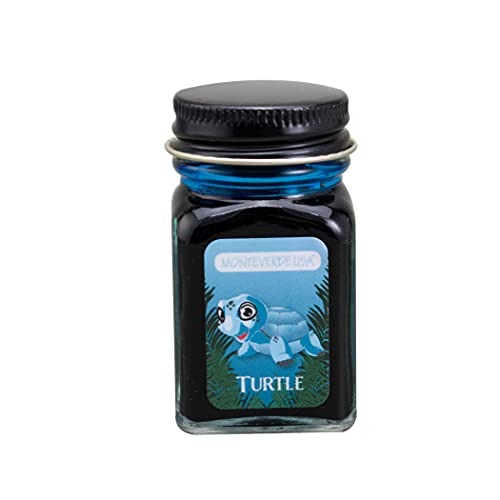 Monteverde Jungle Fountain Pen Ink, 30ml, Turtle (Turquoise) | Animal-inspired fountain pen ink with bold color, smooth flow, and creative writing personality. - color: Turtle (Turquoise)