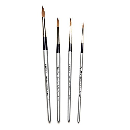 AIT Art Select Paint Brush Set - 4 Pure Russian Red Sable Round Paint Brushes - Handmade in Germany Set for Superior Results with Oil, Acrylic, and Watercolors