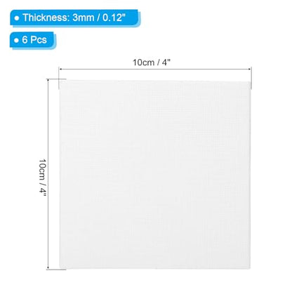 PATIKIL 4x4 Canvas Boards for Painting, 6 Pack 100% Cotton Square Triple Primed Stretched Blank Art Canvas Panel Bulk Thin for Acrylic, Oil, Tempera Paints, White - size: 4x4inch