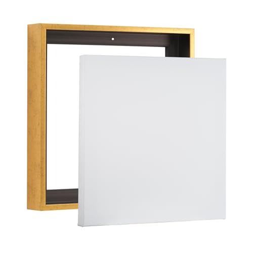 PIXY CANVAS Value Pack of 8x8 Stretched Canvas 1-1/2 (1.5) inch deep and Floater Frame for Your Paintings/Artwork/Wall Art/Wall Decor (Rustic Gold, 8 x 8 inch, Square) - color: Rustic Gold, size: 8 x 8 inch