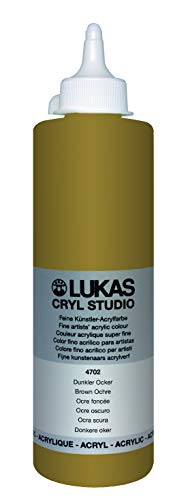 Lukas CRYL Studio Artist Acrylic Paint, Brown Ochre, 500 ml Bottle - High Pigment Acrylic Paints for Canvas Painting, Large Scale Works - Medium-Viscosity, Water-Mixable, Fast Drying - color: Brown Ochre, size: 16.91 Fl Oz (Pack of 1)