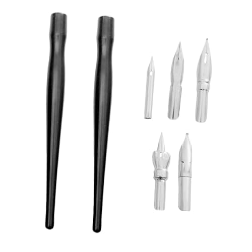 NUOBESTY 2 Sets Comic Dip Pens with Plastic Holders and Stainless Steel Nibs for Manga Drawing, Calligraphy, and Art Writing