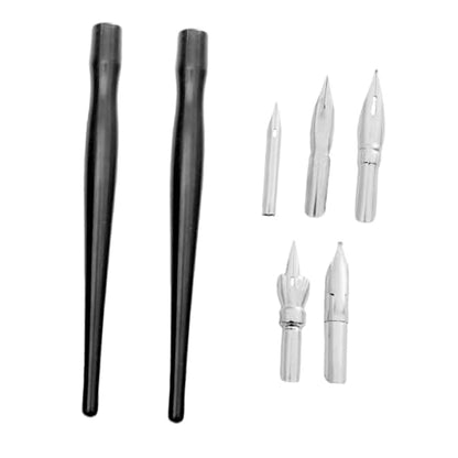 NUOBESTY 2 Sets Comic Dip Pens with Plastic Holders and Stainless Steel Nibs for Manga Drawing, Calligraphy, and Art Writing
