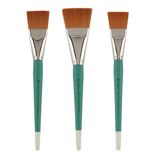 Creative Mark Art Supplies Large Mural Synthetic Golden Taklon Paint Brush - Flat #30, 40, 50 - Artist Supplies for Acrylics, Watercolors, and Oils - Durable, Resilient, Seamless Ferrules - color: Flat, size: 30, 40, 50 - Set
