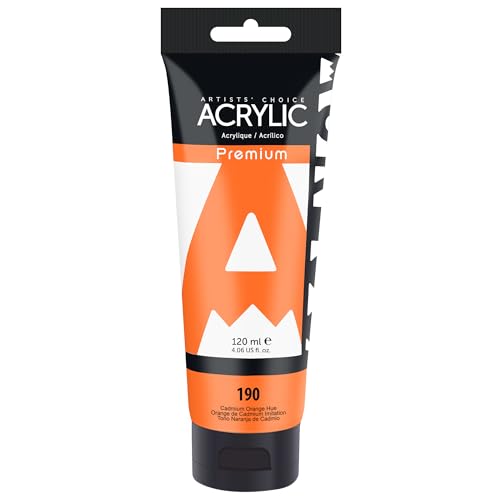 AUREUO Cadmium Orange Hue Acrylic Paint, 4 Fl Oz / 120ml Single Tube, Rich Pigment Art Craft Paints for Canvas, Rocks, Wood, Ceramic, Fabric - Art Supplies for Beginners, Professionals, Artists - color: Cadmium Orange Hue, size: 4 Fl Oz (Pack of 1)