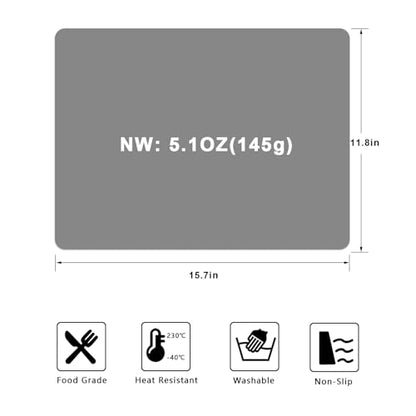 Silicone Placemats, Food-Grade Non-Slip Waterproof, Dining, Countertop Protector, Kitchen Counter Mat, Heat Resistant, Baking mat Dishwasher Safe - color: Gray, size: 15.7 x 11.8 in - 4pcs (0.04 in)