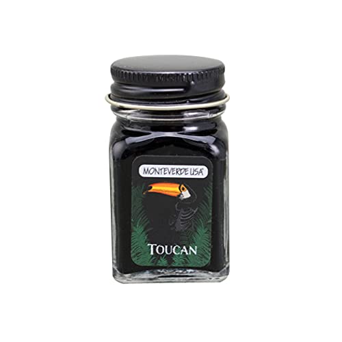 Monteverde Jungle Fountain Pen Ink, 30ml, Toucan (Black) | Animal-inspired fountain pen ink with bold color, smooth flow, and creative writing personality. - color: Toucan (Black)
